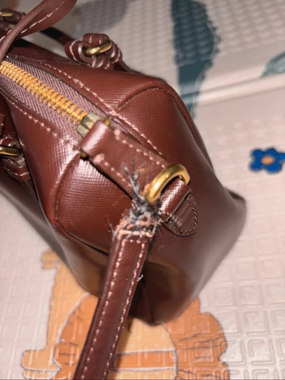 Coach Brown Saffiano Satchel with Gold Hardware - Picture 5 of 16